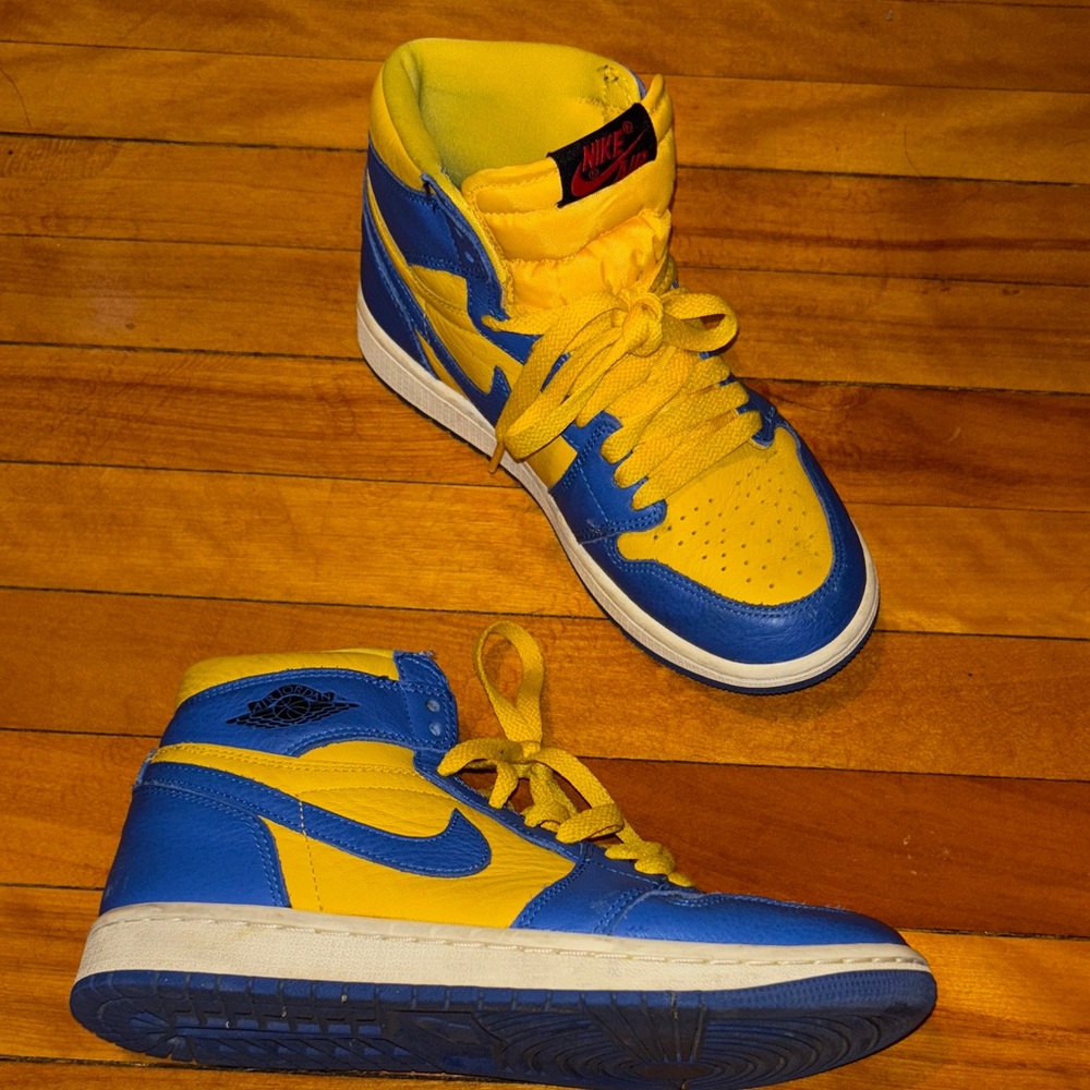 Nike Blue and Yellow 1s